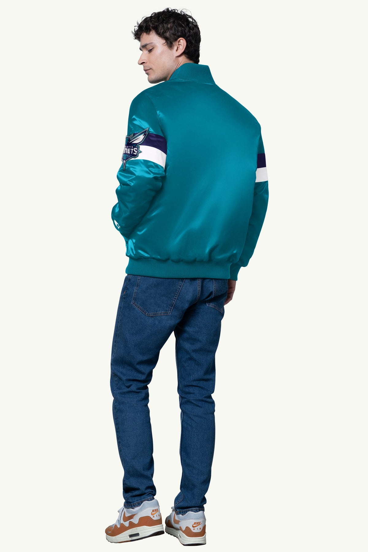 MENS CHARLOTTE HORNETS TRIPLE OPTION SATIN VARSITY JACKET | Starter