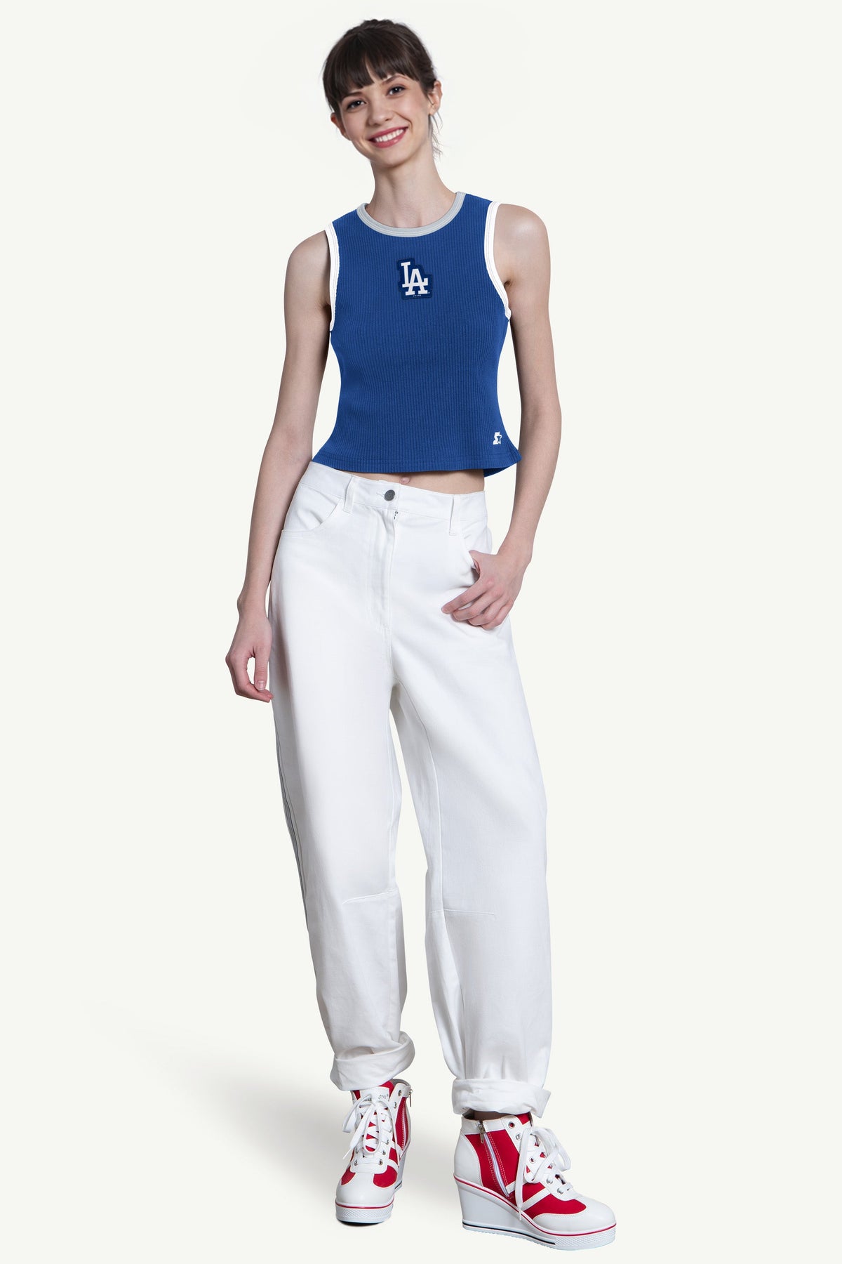 WOMENS LOS ANGELES DODGERS PLAY THE BALL CROP TANK - Multi