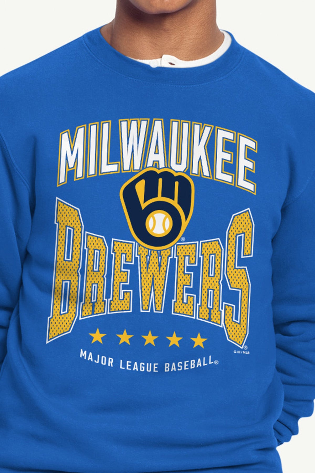 MENS MILWAUKEE BREWERS CENTER SQUEEZE SWEATSHIRT - Royal
