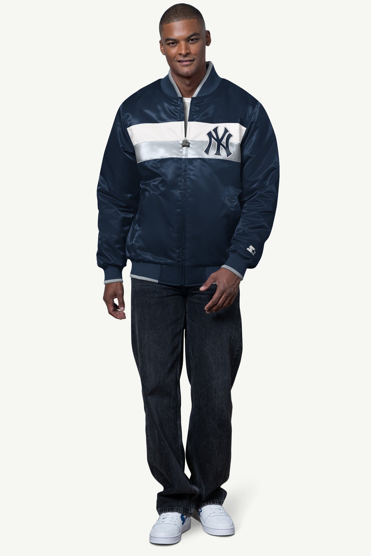 MENS NEW YORK YANKEES AMBASSADOR SATIN VARSITY JACKET - Starter