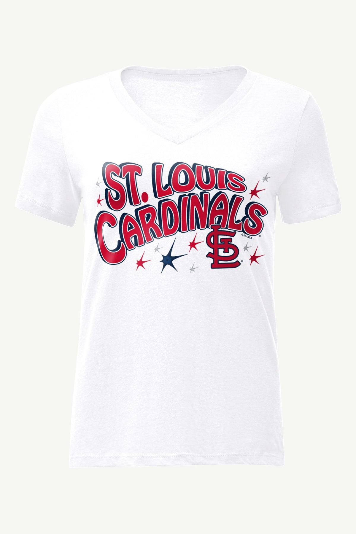 WOMENS ST LOUIS CARDINALS FIREWORKS V NECK T SHIRT - White