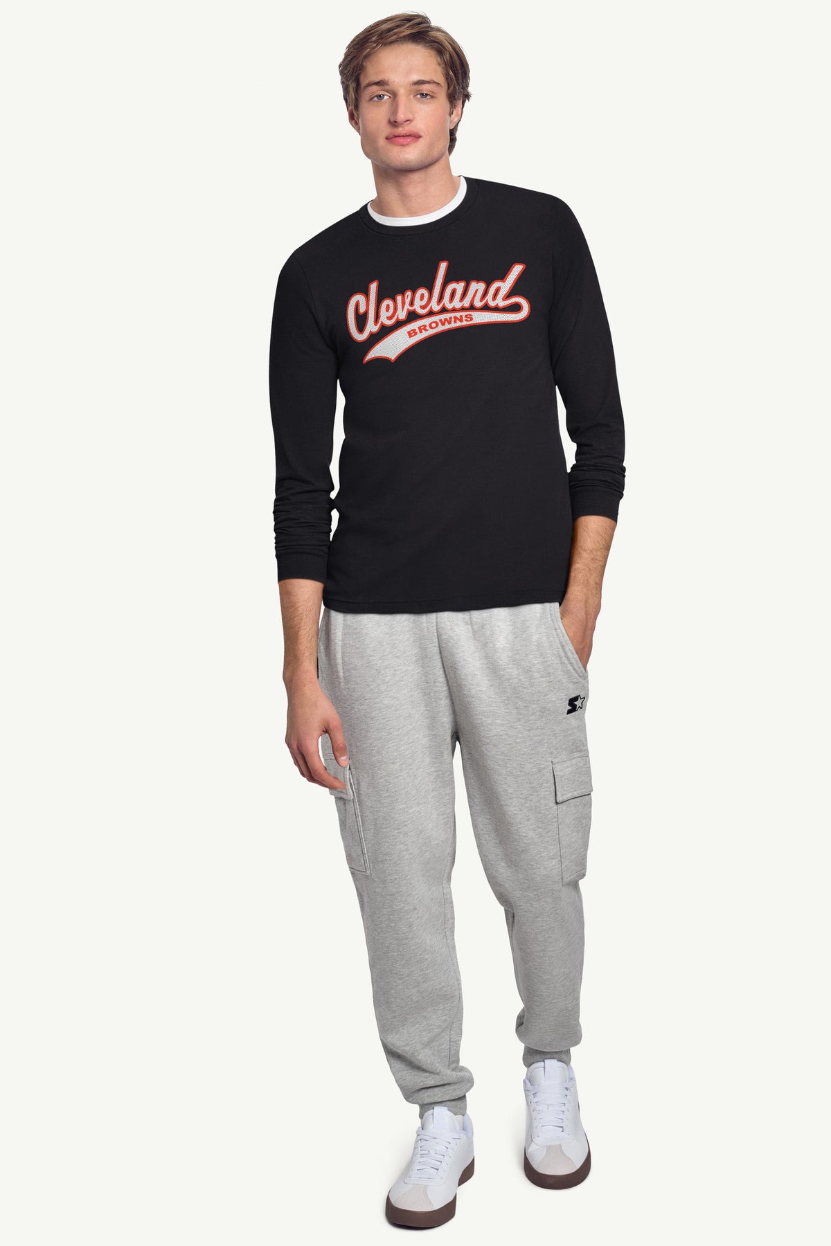 MENS CLEVELAND BROWNS TAILSWEEP LONG SLEEVE T SHIRT - Black
