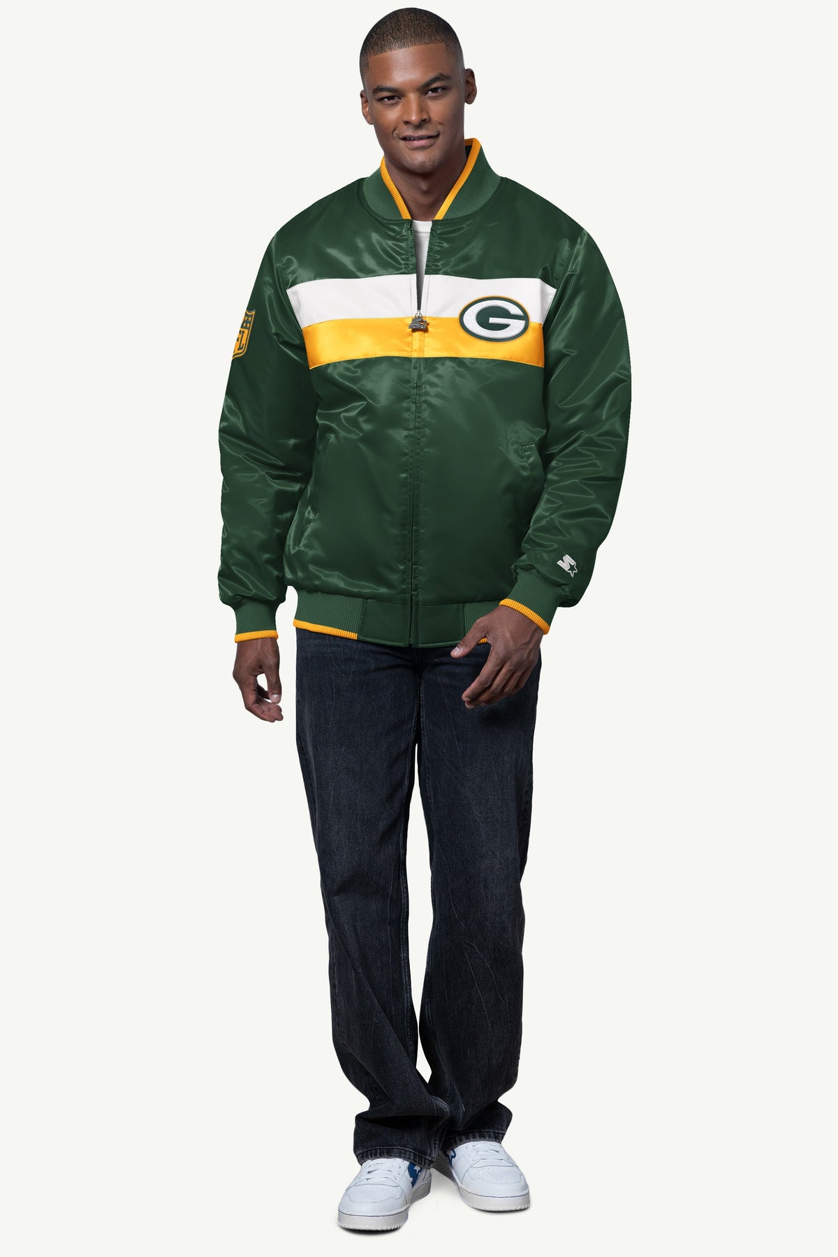 MENS GREEN BAY PACKERS AMBASSADOR SATIN VARSITY JACKET - Multi