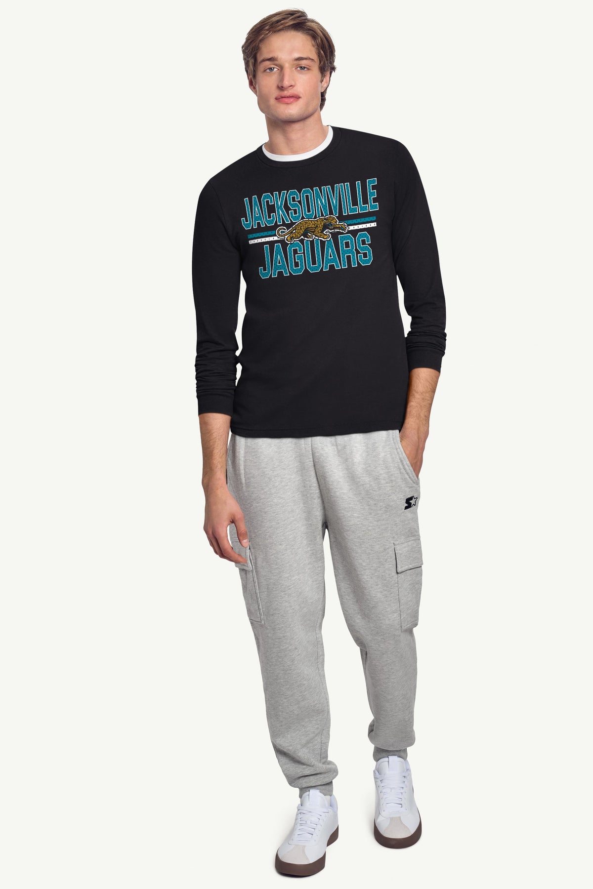 MENS JACKSONVILLE JAGUARS MESH LOOK RETRO LONG SLEEVE T SHIRT - Black