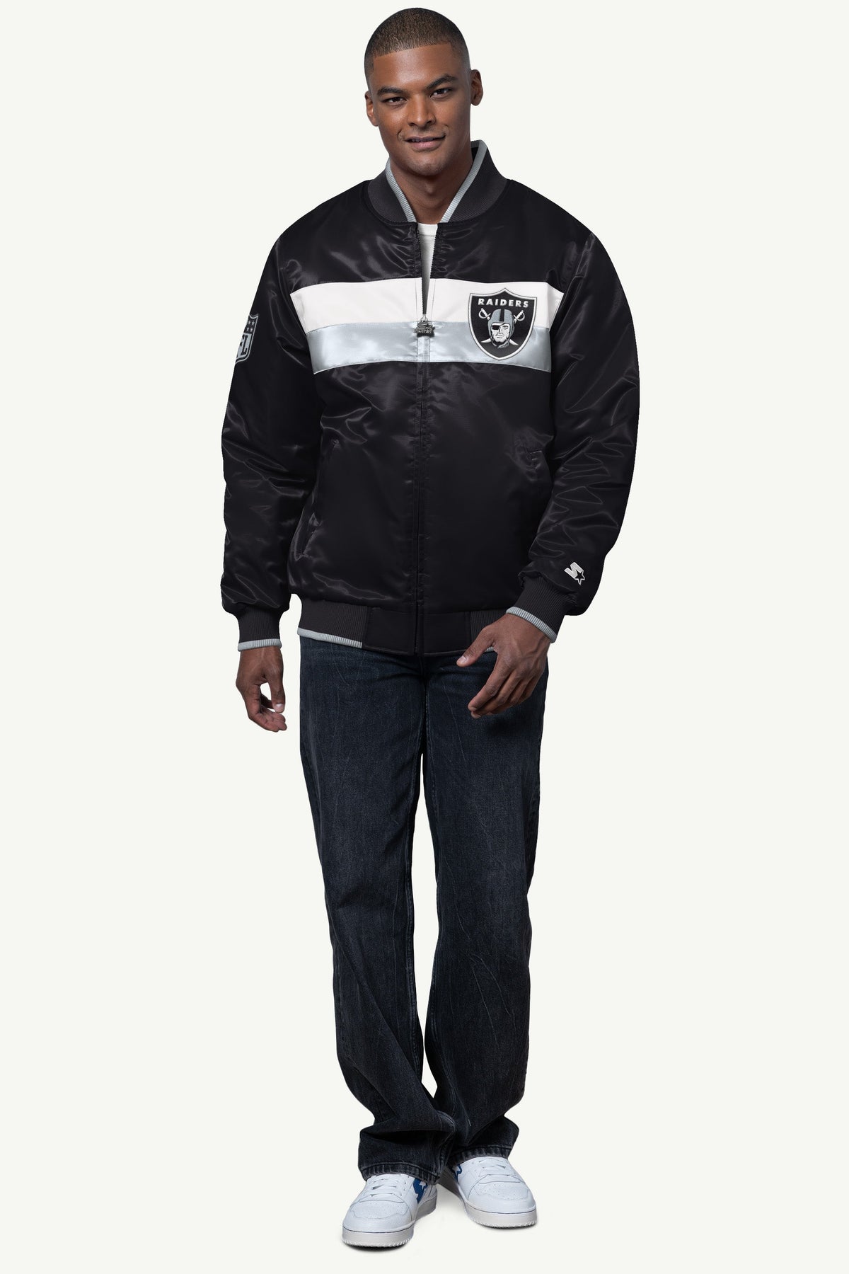 MENS LAS VEGAS RAIDERS AMBASSADOR SATIN VARSITY JACKET - Multi