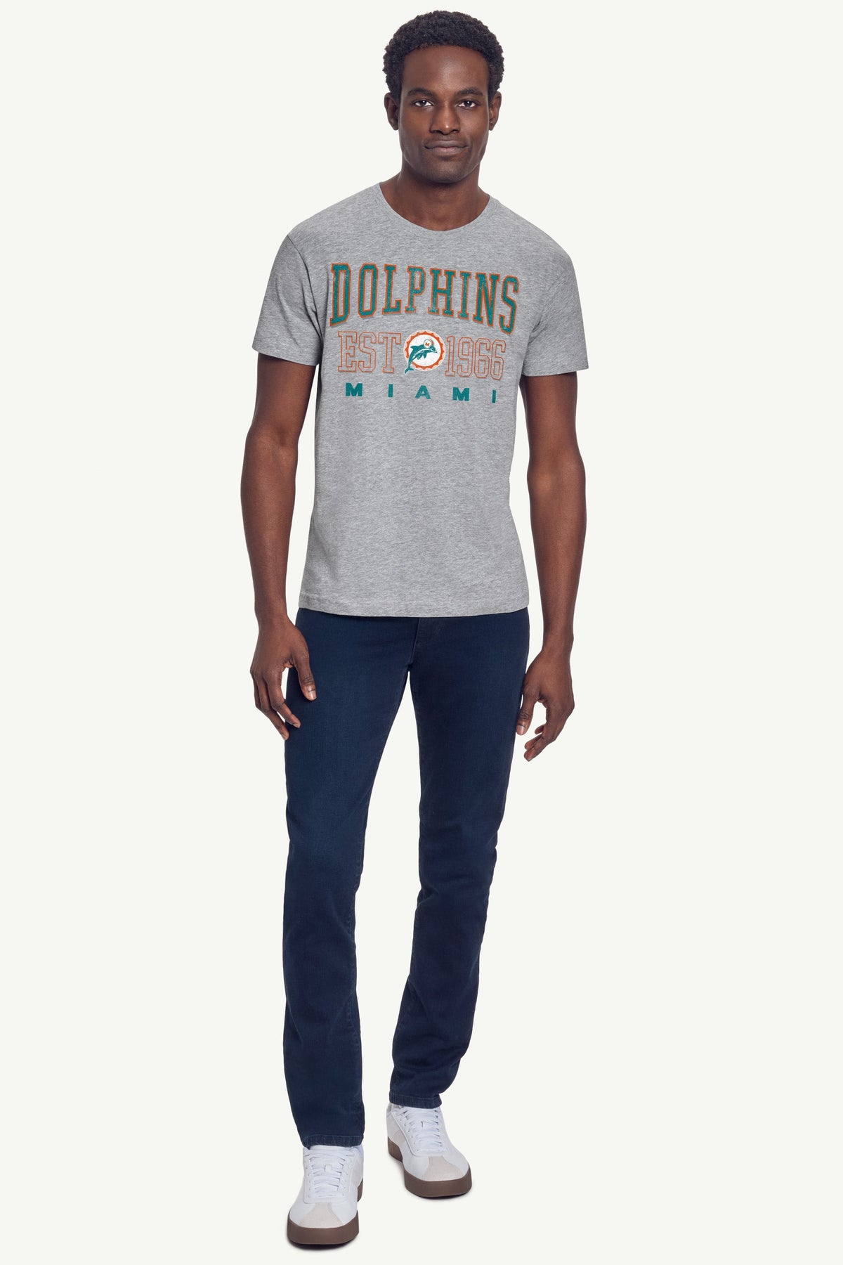 MENS MIAMI DOLPHINS RETRO T SHIRT - Heather Grey