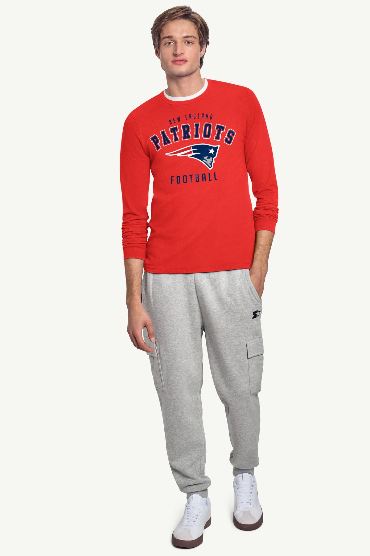 MENS NEW ENGLAND PATRIOTS LONG SLEEVE T SHIRT - Red