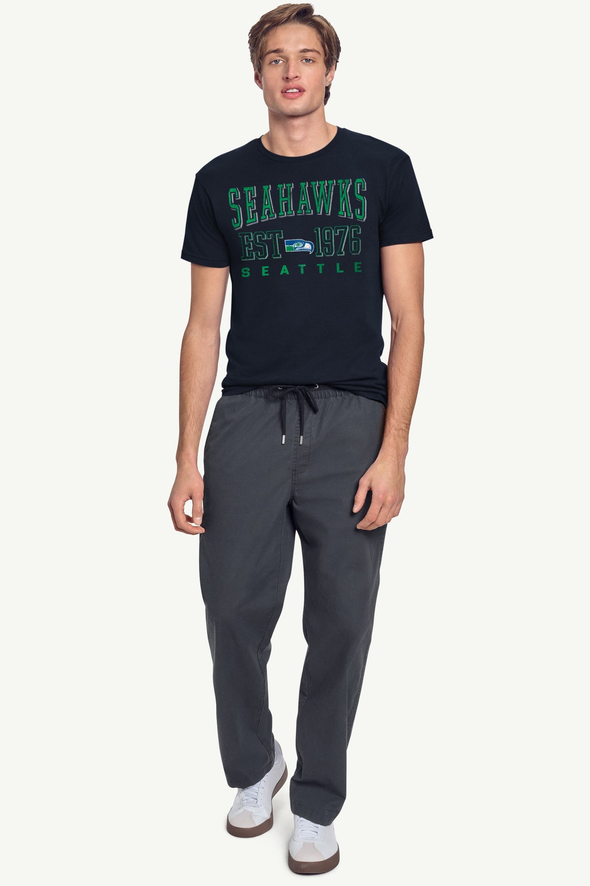 MENS SEATTLE SEAHAWKS RETRO T SHIRT - Navy