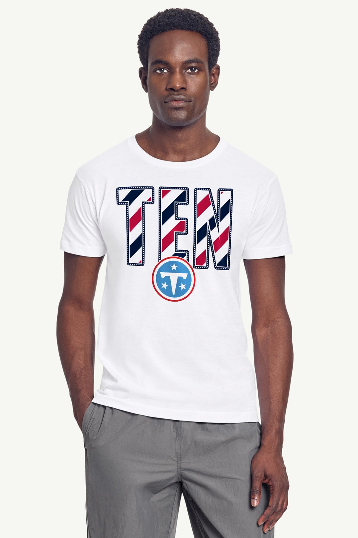MENS TENNESSEE TITANS STARS AND STRIPES T SHIRT - White