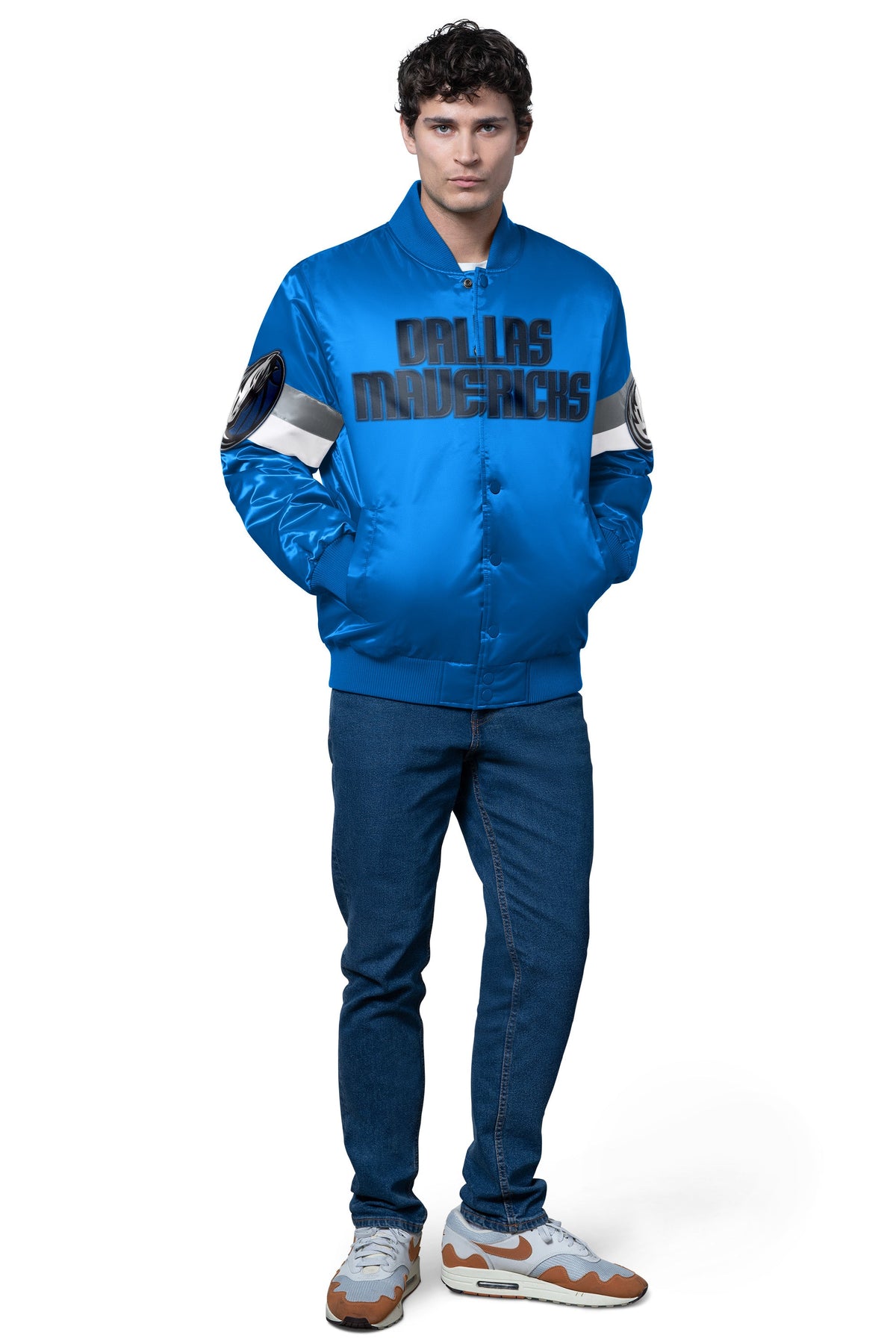 MENS DALLAS MAVERICKS TRIPLE OPTION SATIN VARSITY JACKET - Starter