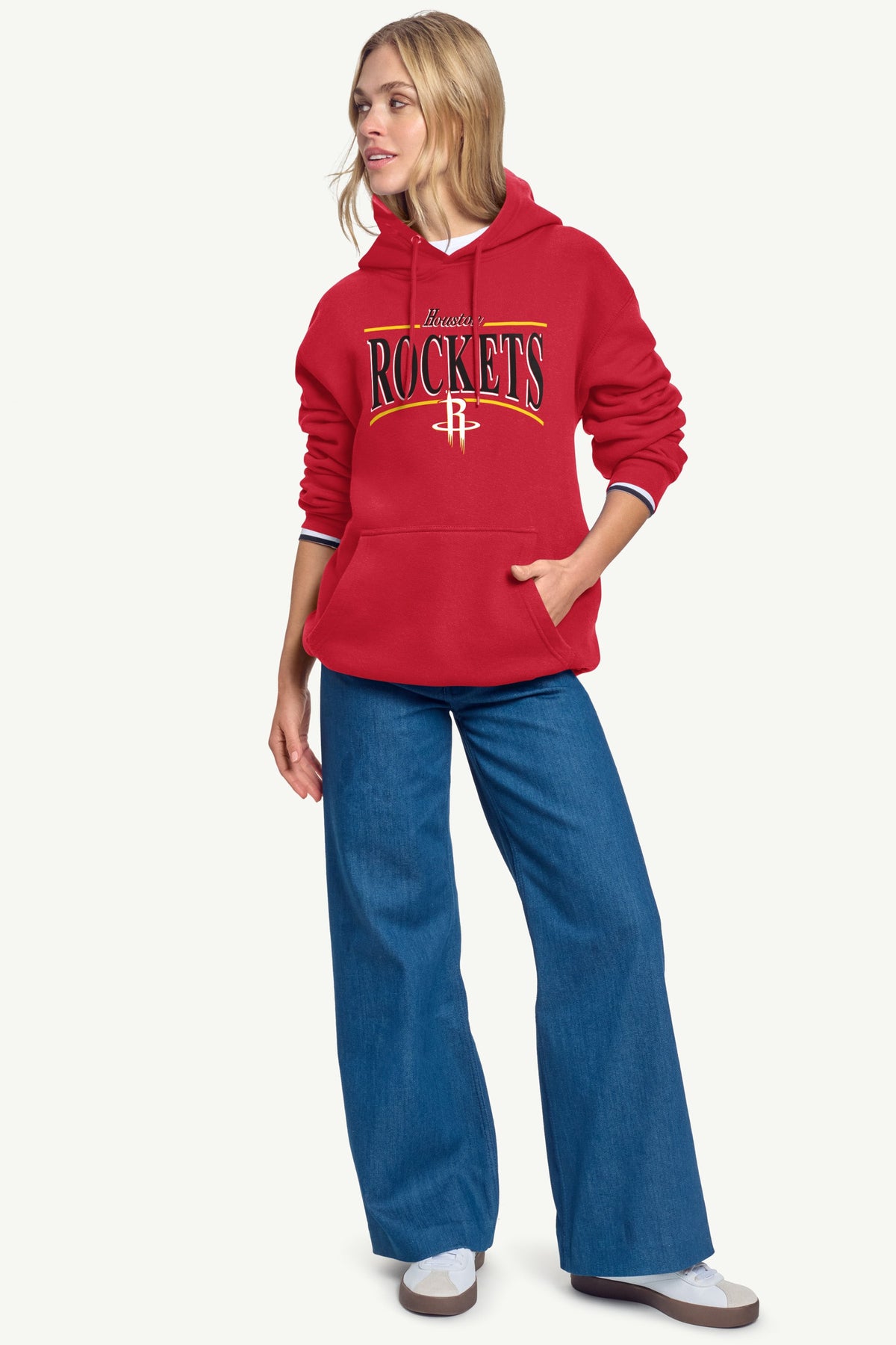 WOMENS HOUSTON ROCKETS ARCH STRIPE HOODIE - Red
