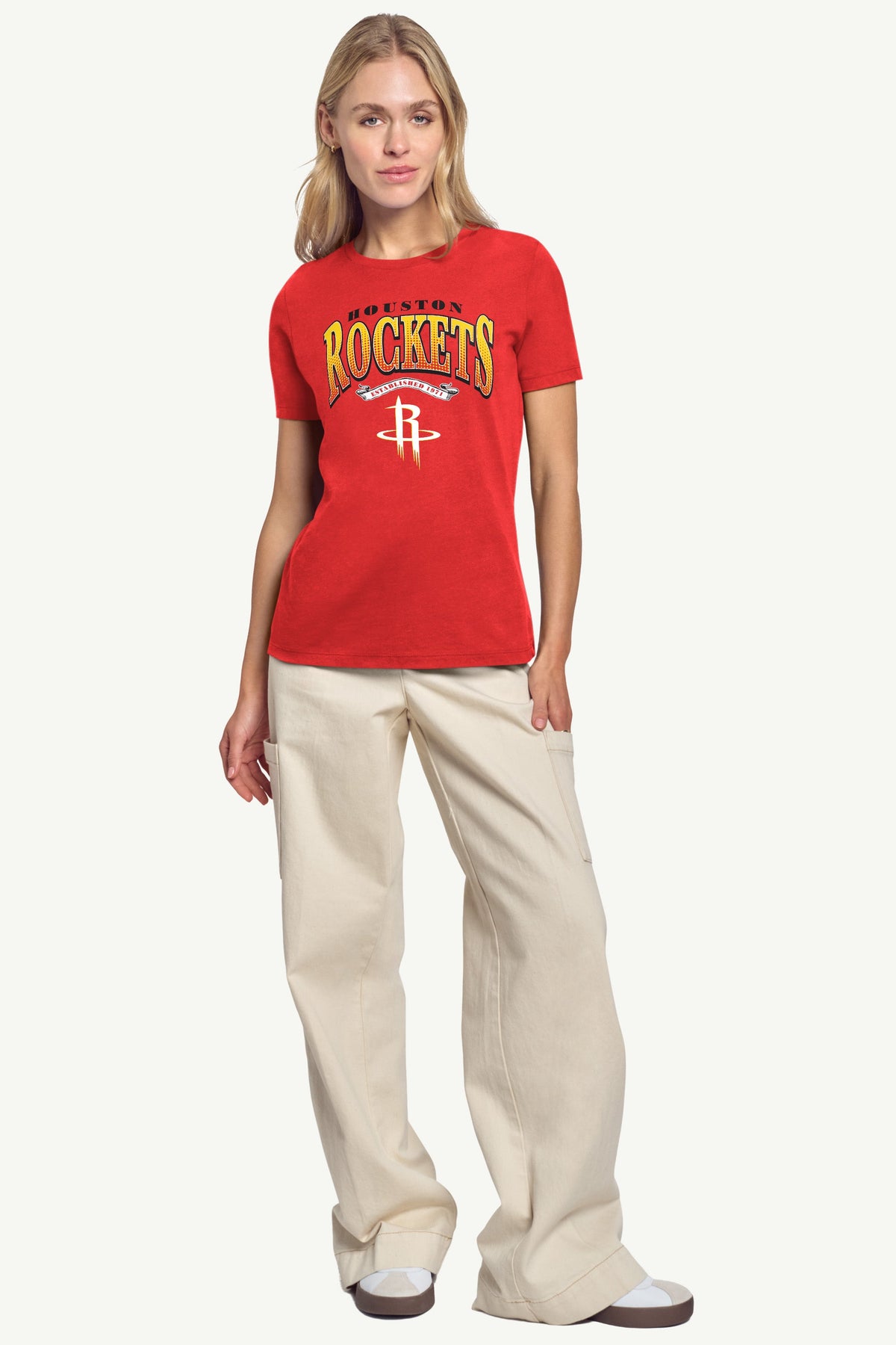WOMENS HOUSTON ROCKETS 3-POINT LEGACY T SHIRT - Red
