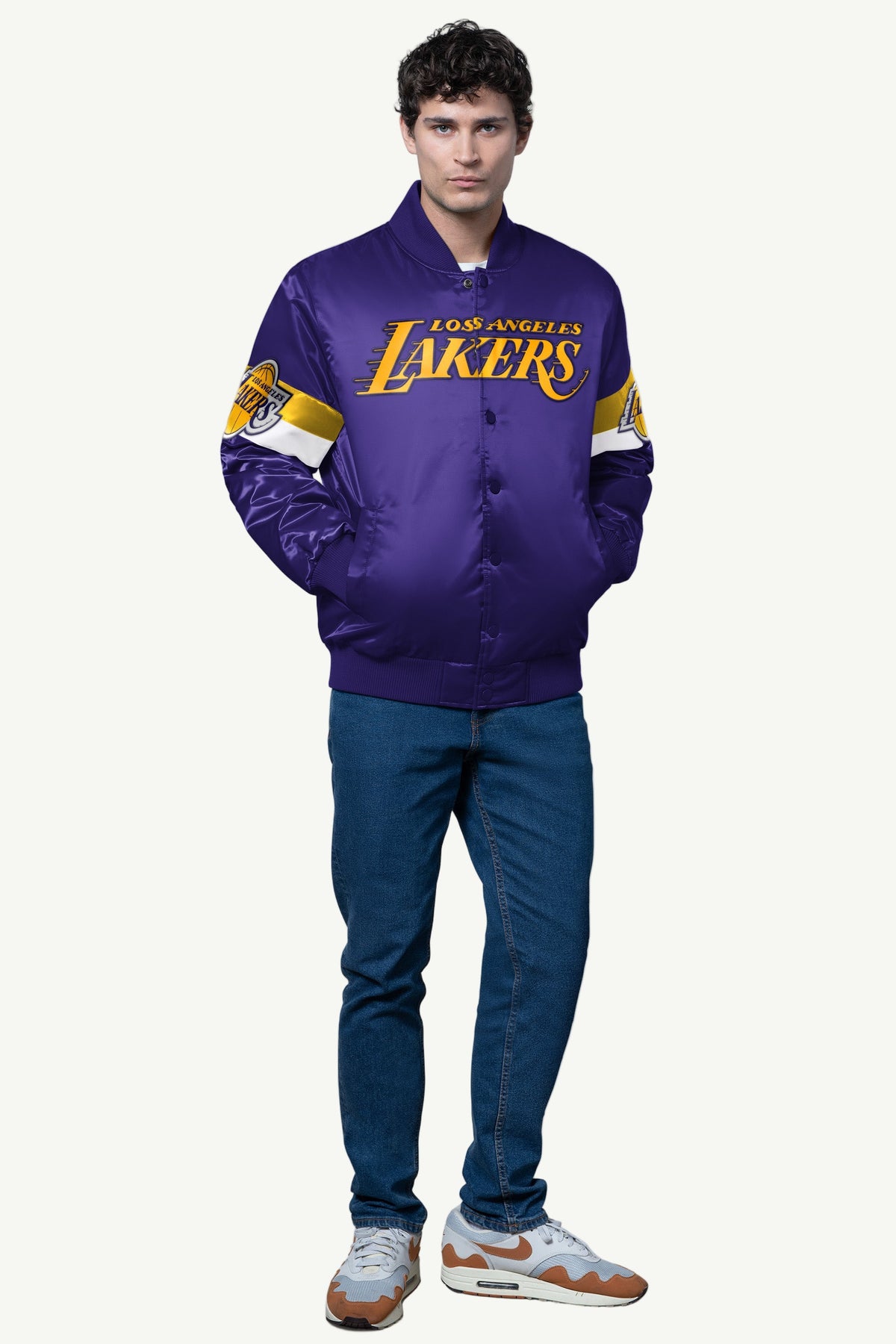 MENS LA LAKERS TRIPLE OPTION SATIN VARSITY JACKET - Starter