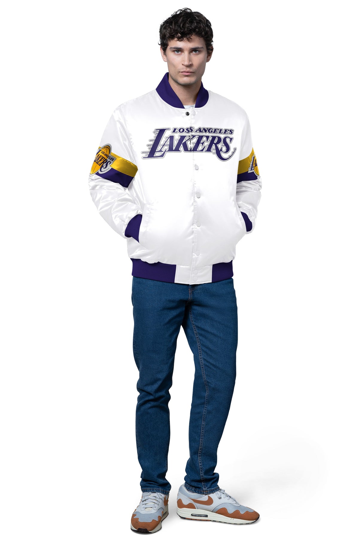 MENS LA LAKERS TRIPLE OPTION SATIN VARSITY JACKET - Starter