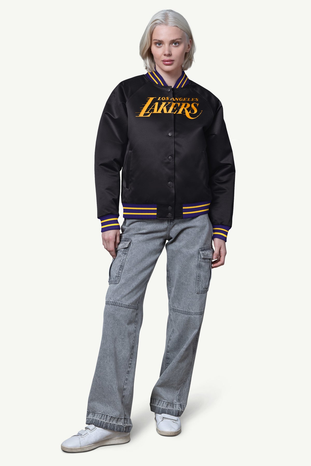 WOMENS LA LAKERS FINAL SCORE SATIN VARSITY JACKET - Starter