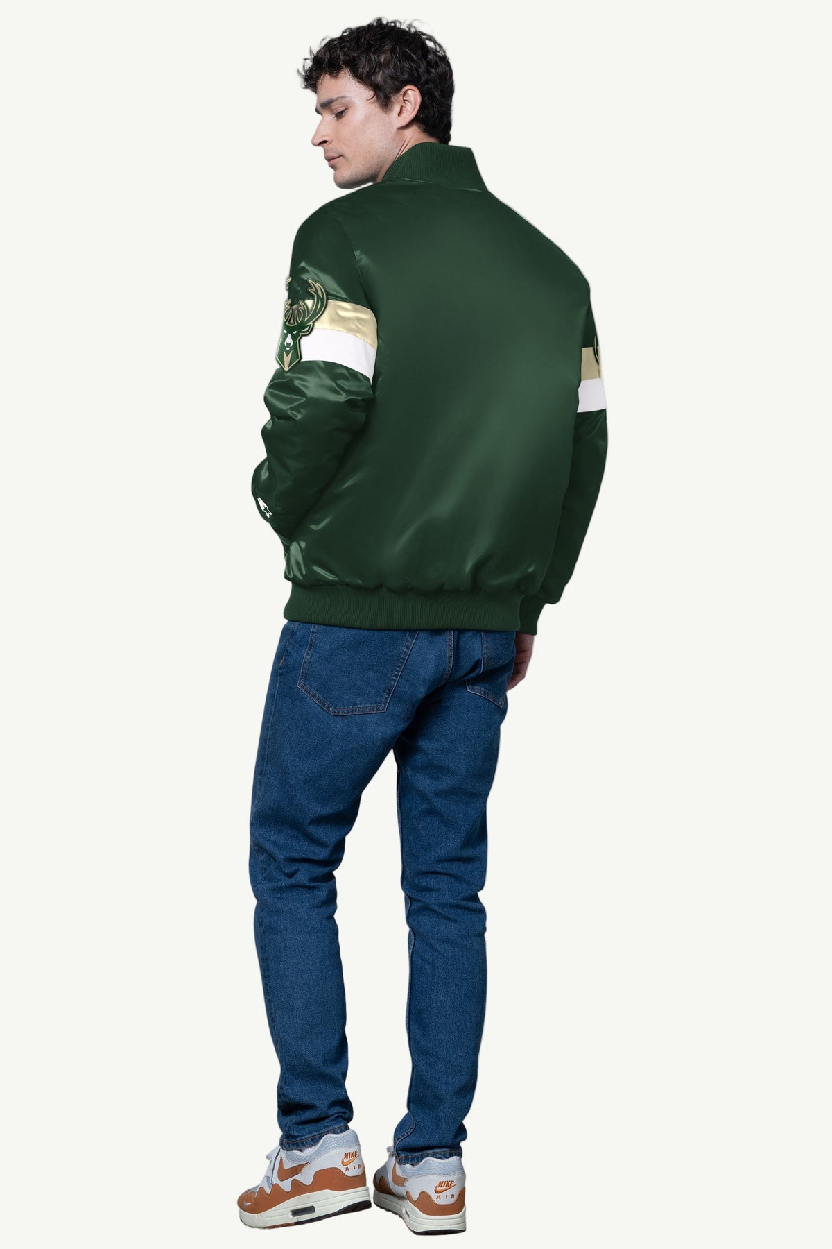MENS MILWAUKEE BUCKS TRIPLE OPTION SATIN VARSITY JACKET - Starter