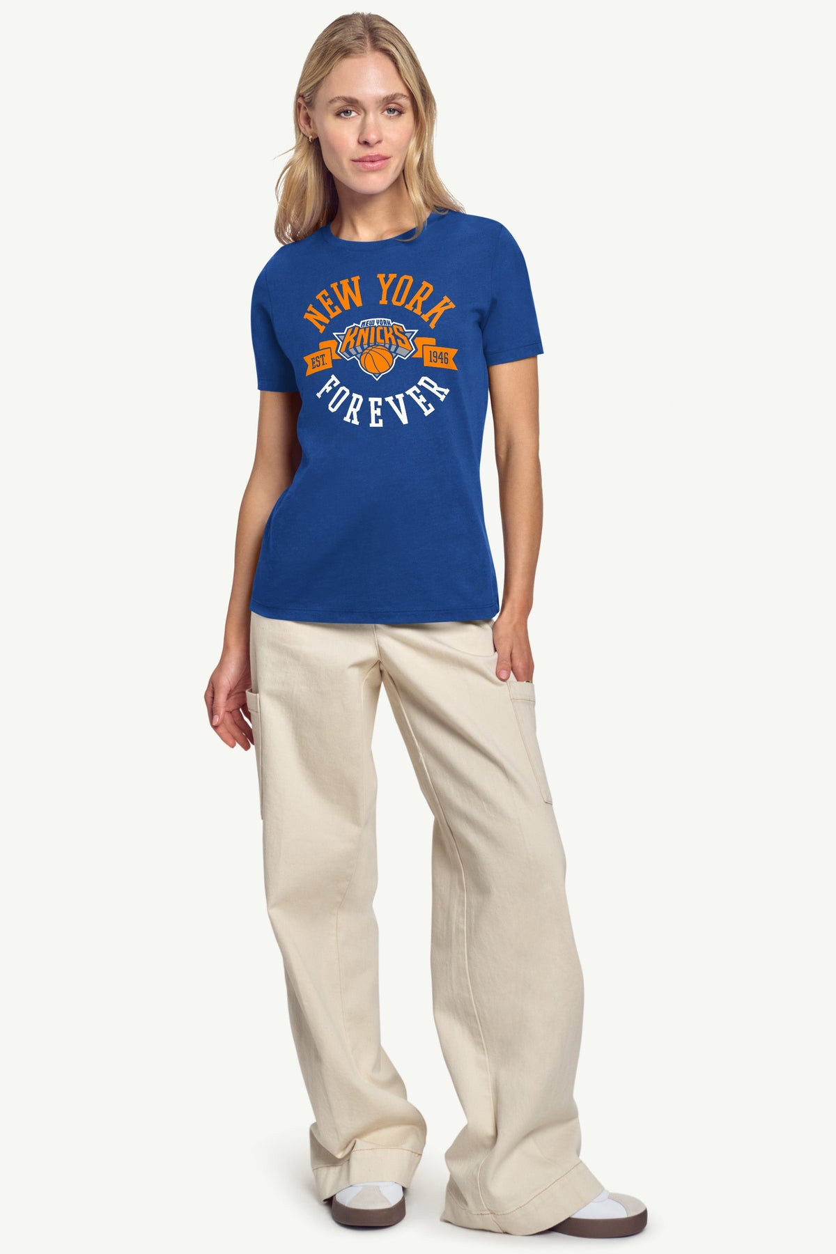 WOMENS NEW YORK KNICKS FOREVER SHORT SLEEVE T SHIRT - Royal