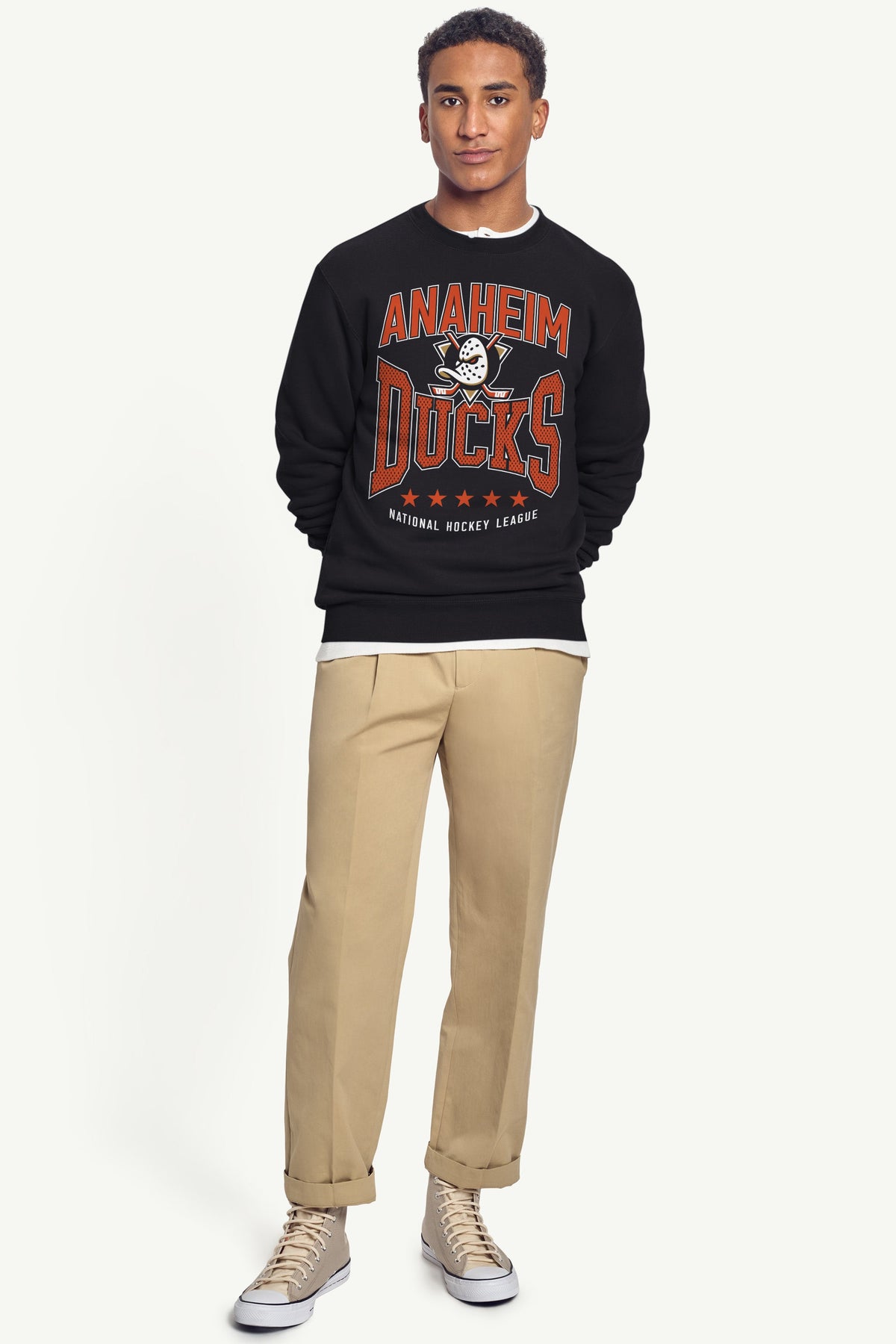 MENS ANAHEIM DUCKS CENTER SQUEEZE SWEATSHIRT - Black