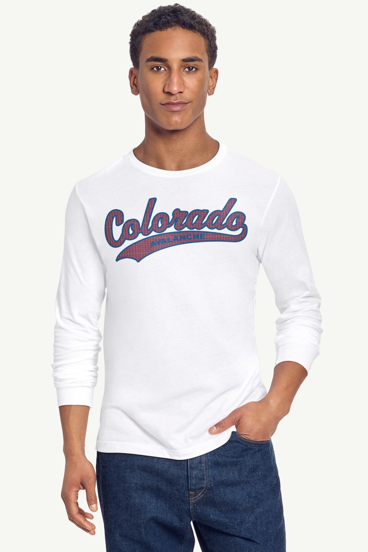 MENS COLORADO AVALANCHE TAILSWEEP LONG SLEEVE T SHIRT - White