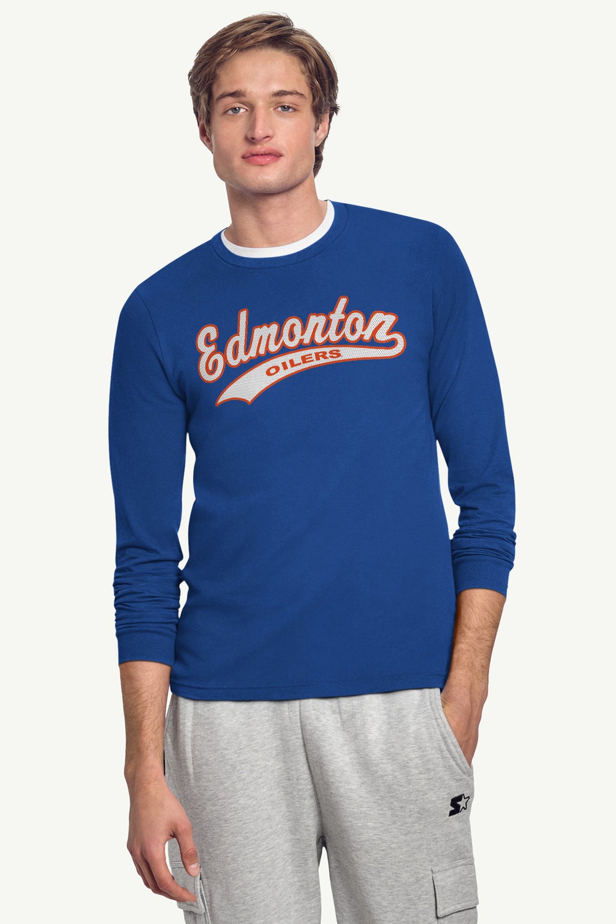 MENS EDMONTON OILERS TAILSWEEP LONG SLEEVE T SHIRT - Royal