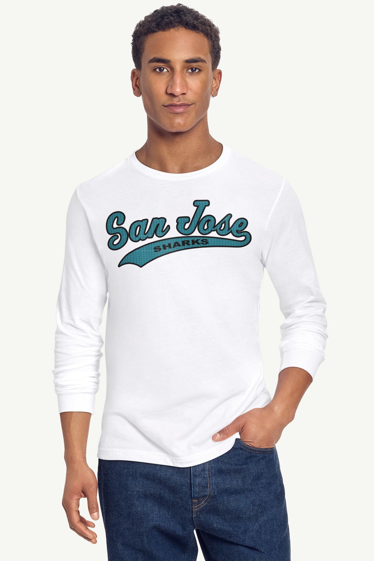MENS SAN JOSE SHARKS TAILSWEEP LONG SLEEVE T SHIRT - White