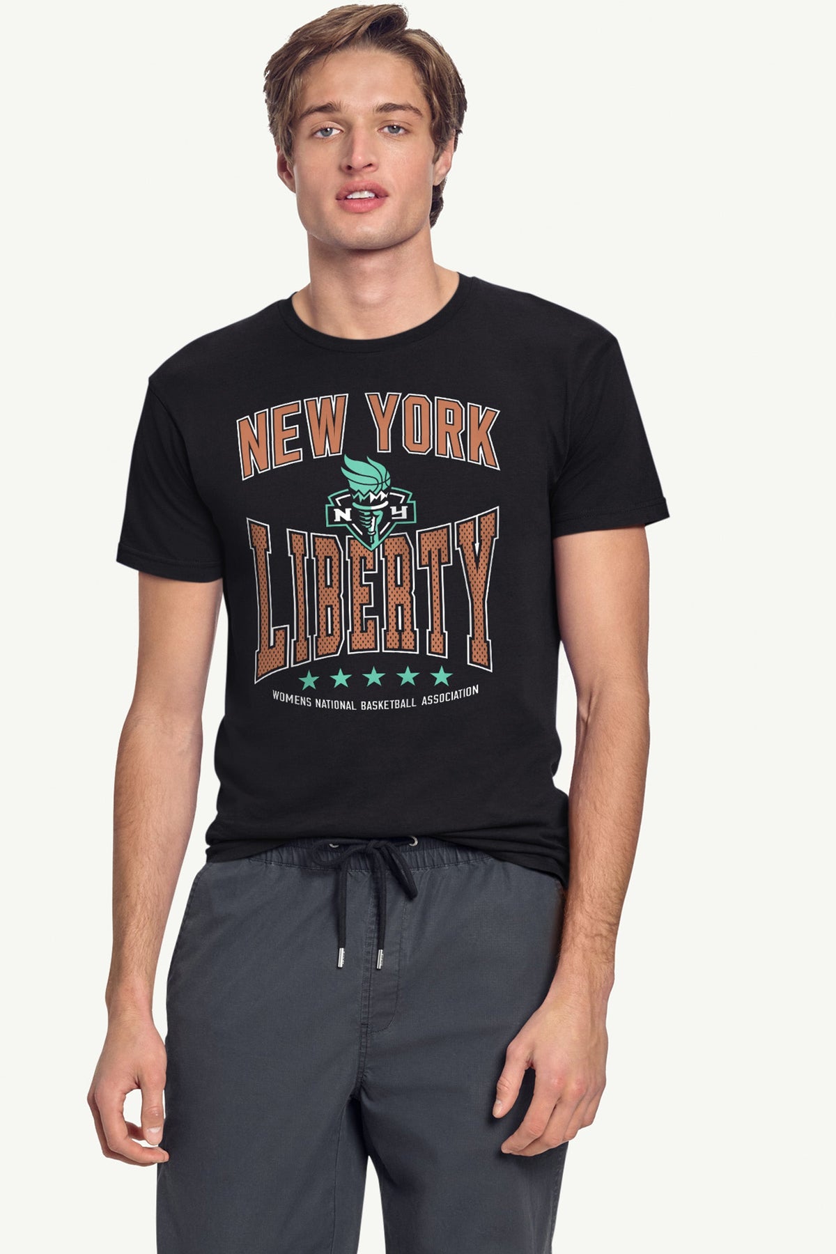 MENS WNBA NEW YORK LIBERTY CENTER SQUEEZE T SHIRT - Black