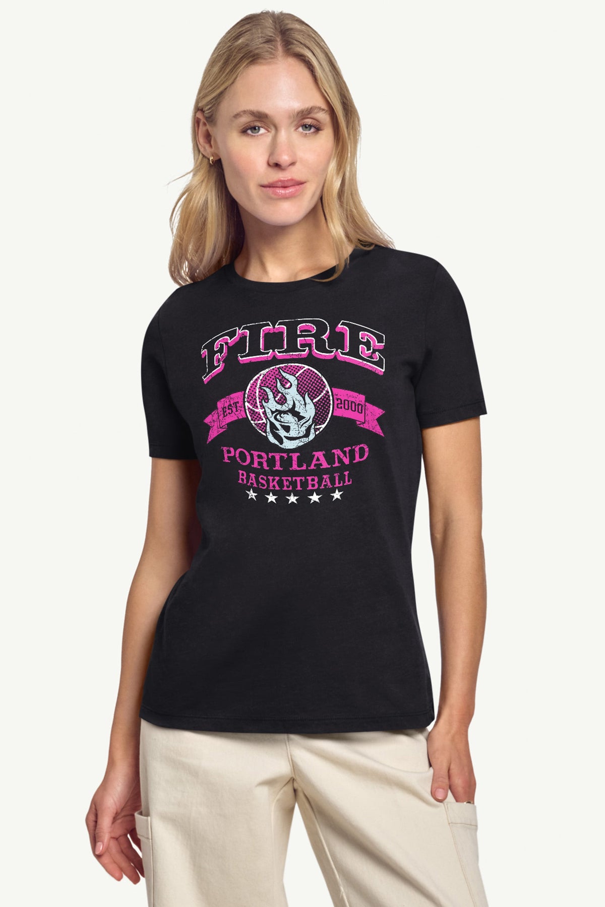 WOMENS WNBA PORTLAND FIRE BLEACHERS & BANNER T SHIRT - Black