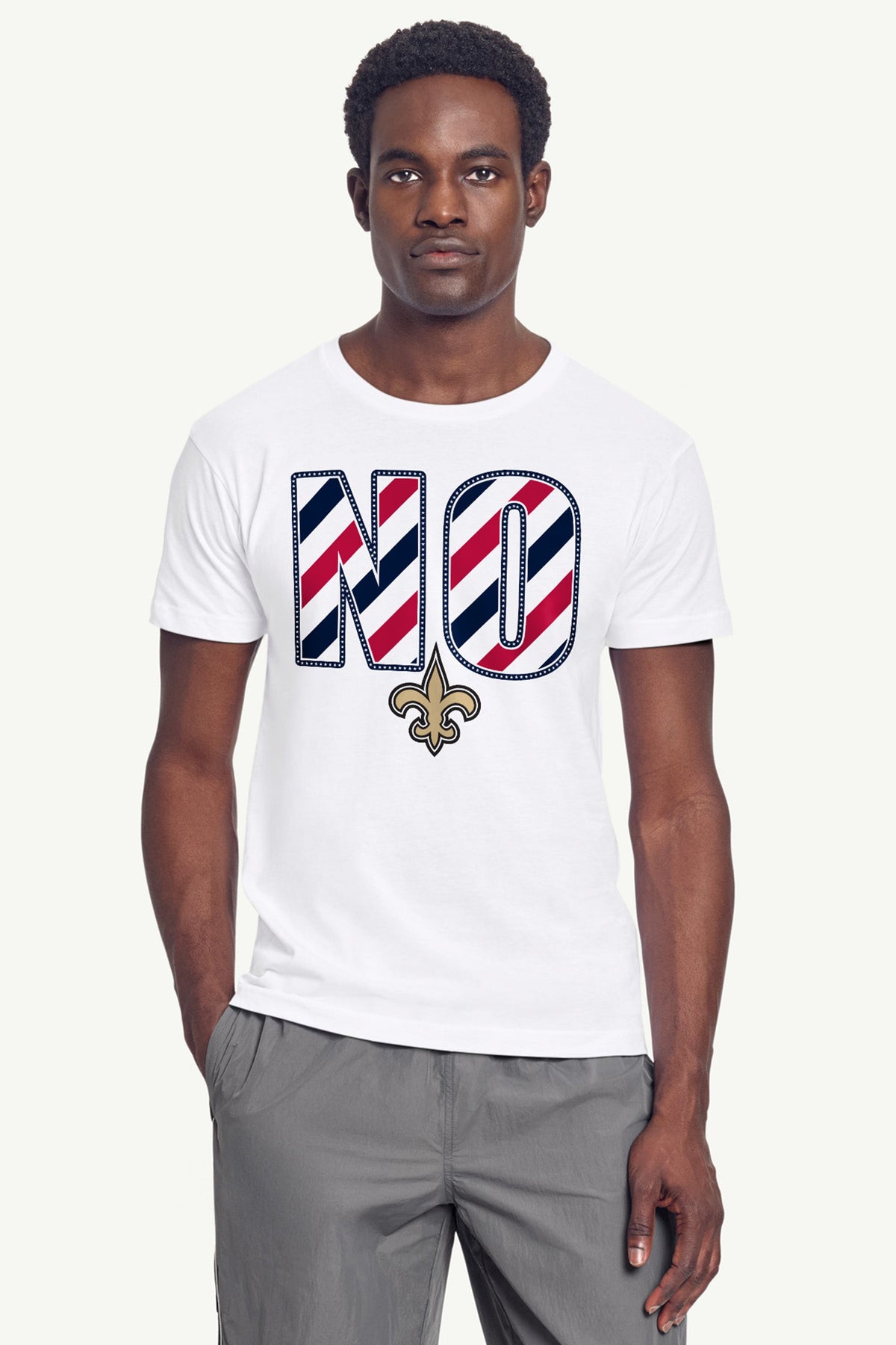 MENS NEW ORLEANS SAINTS STARS AND STRIPES T SHIRT - White