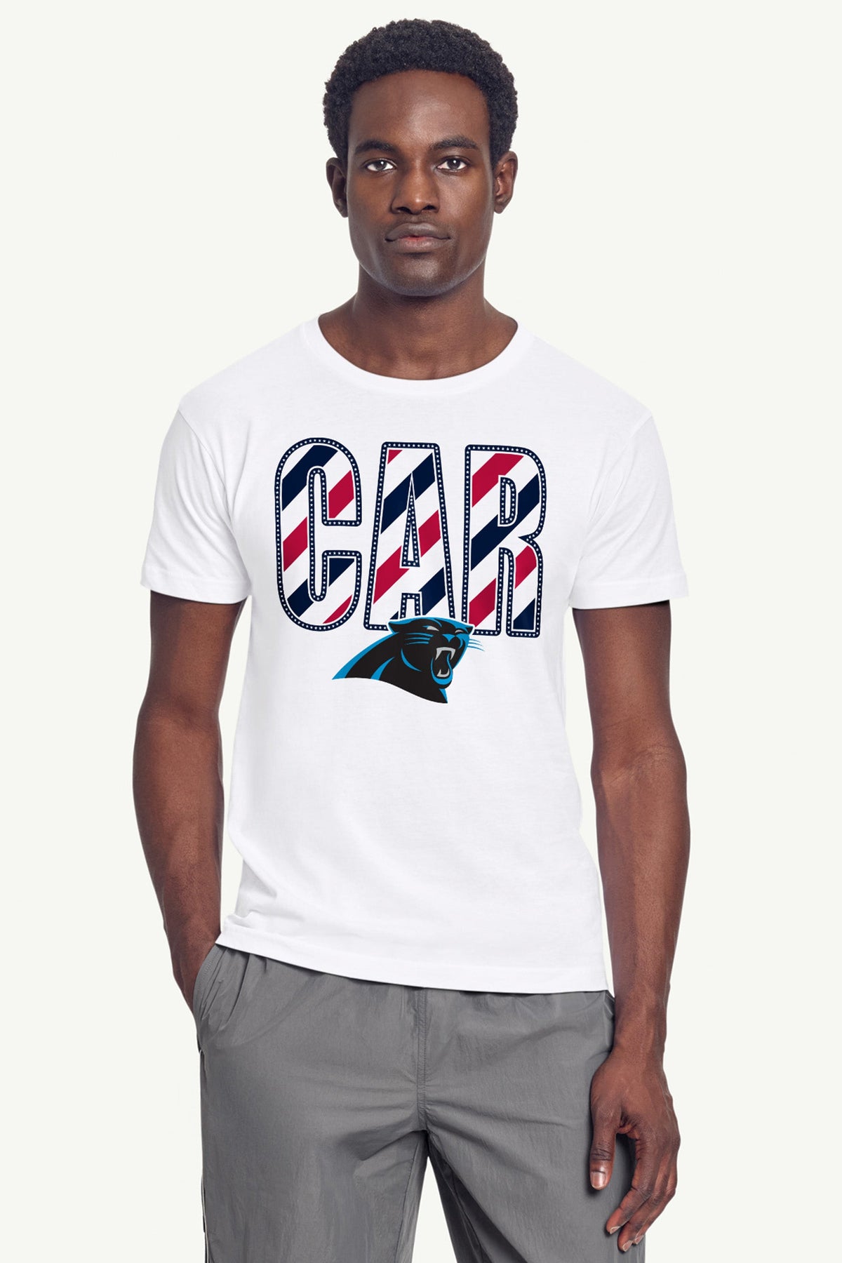 MENS CAROLINA PANTHERS STARS AND STRIPES T SHIRT - White