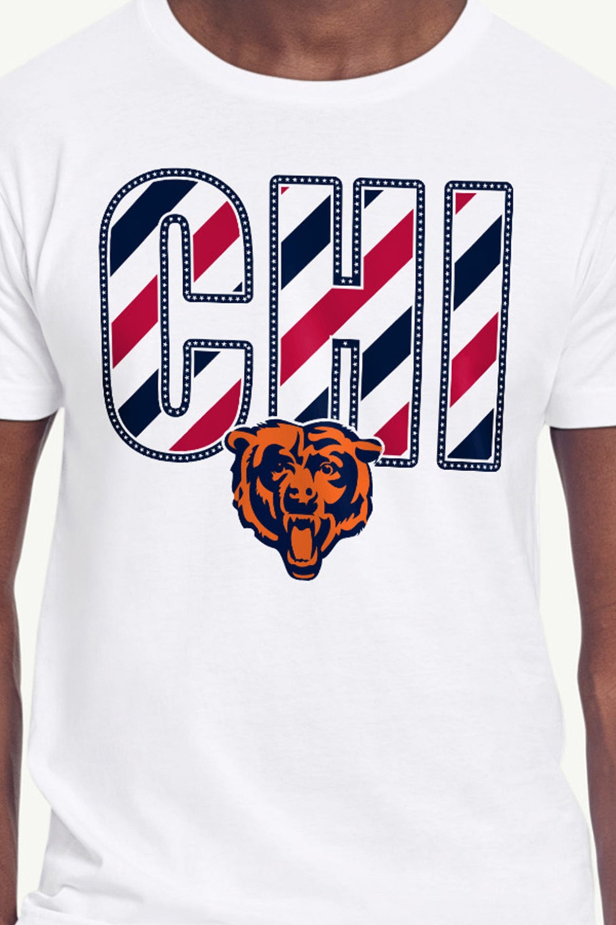 MENS CHICAGO BEARS STARS AND STRIPES T SHIRT - White