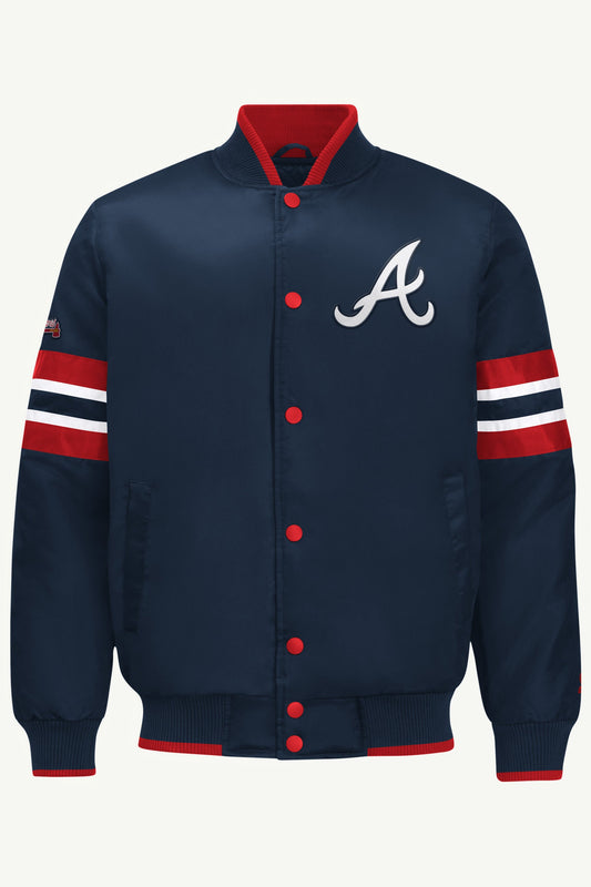 MENS ATLANTA BRAVES SATIN VARSITY JACKET  | Starter