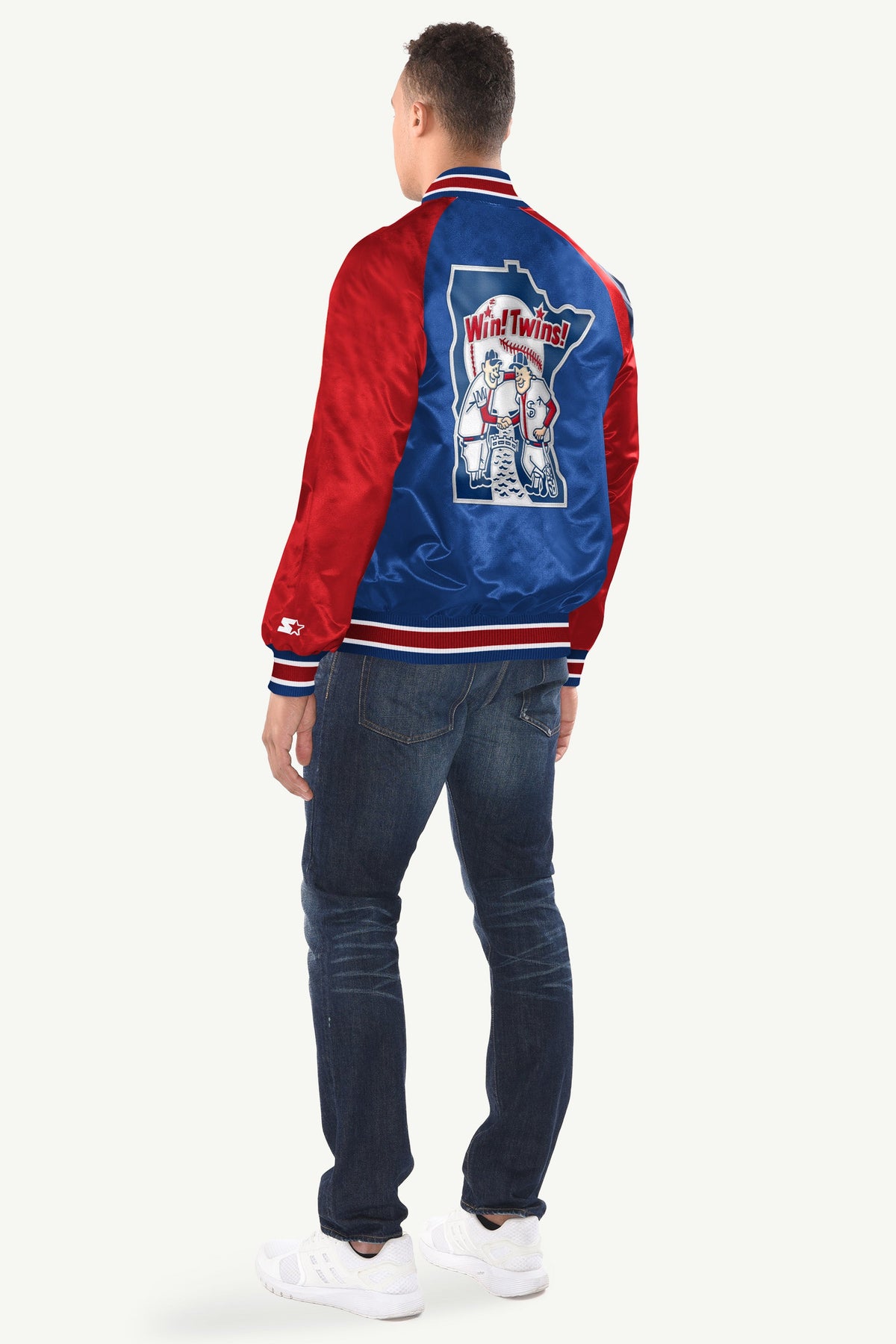 MENS MINNESOTA TWINS PRINTED HOMEPLATE SATIN VARSITY JACKET Navy | Starter