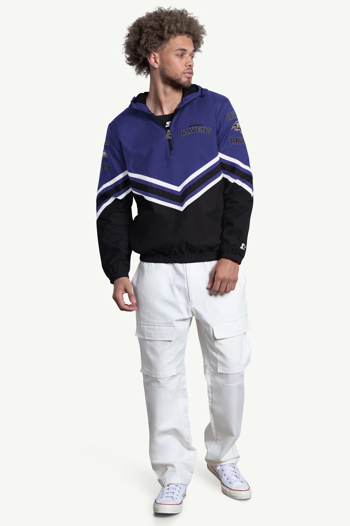 MENS BALTIMORE RAVENS TRIPLE OPTION SATIN VARSITY JACKET  | Starter