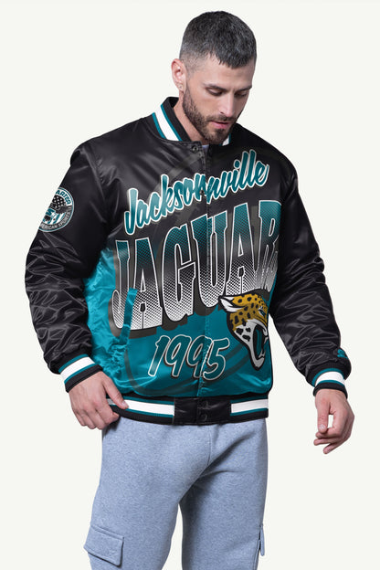 MENS JACKSONVILLE JAGUARS PASS RUSH SATIN VARSITY JACKETS  | Starter