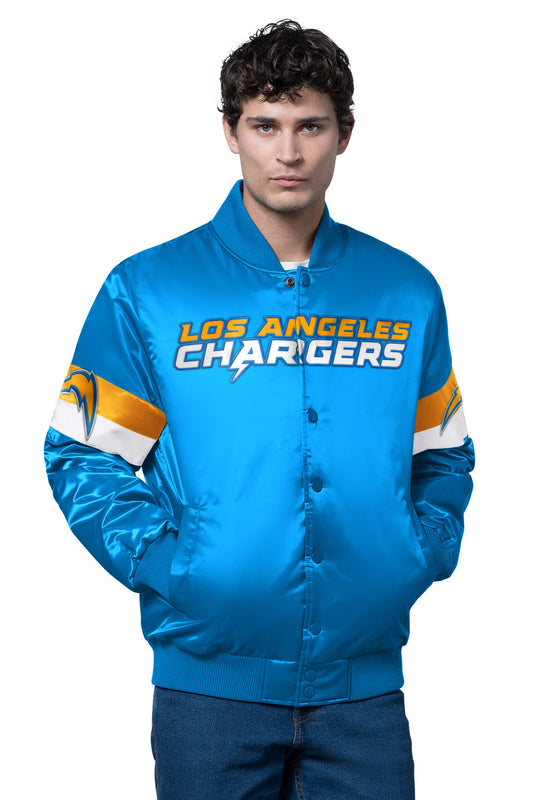MENS LOS ANGELES CHARGERS TRIPLE OPTION SATIN VARSITY JACKET  | Starter