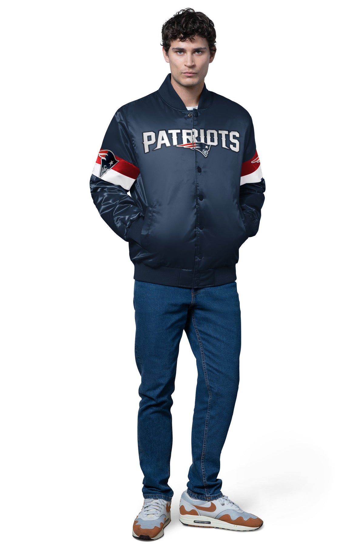 MENS NEW ENGLAND PATRIOTS 80's INSPIRED LONG SLEEVE T SHIRT Heather Grey | Starter