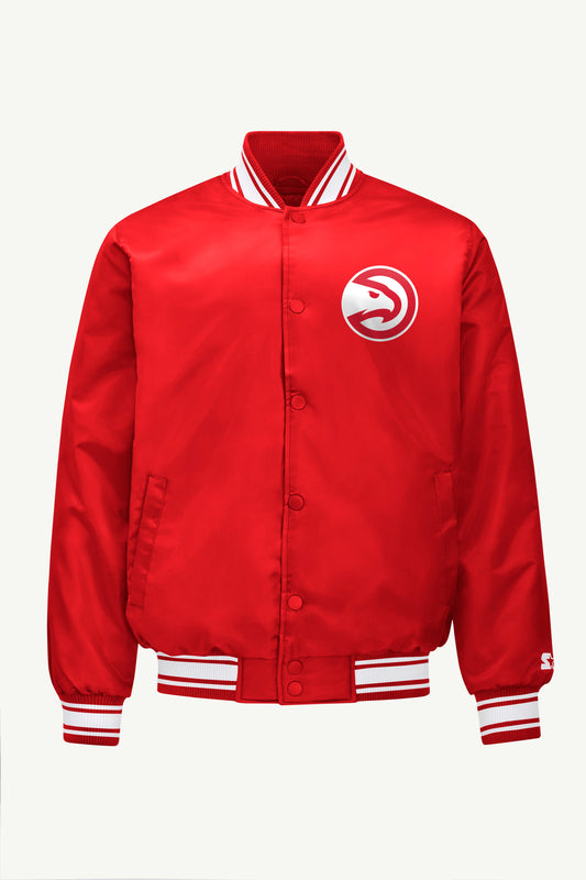 MENS ATLANTA HAWKS MESH LOOK SATIN VARSITY JACKET Red | Starter