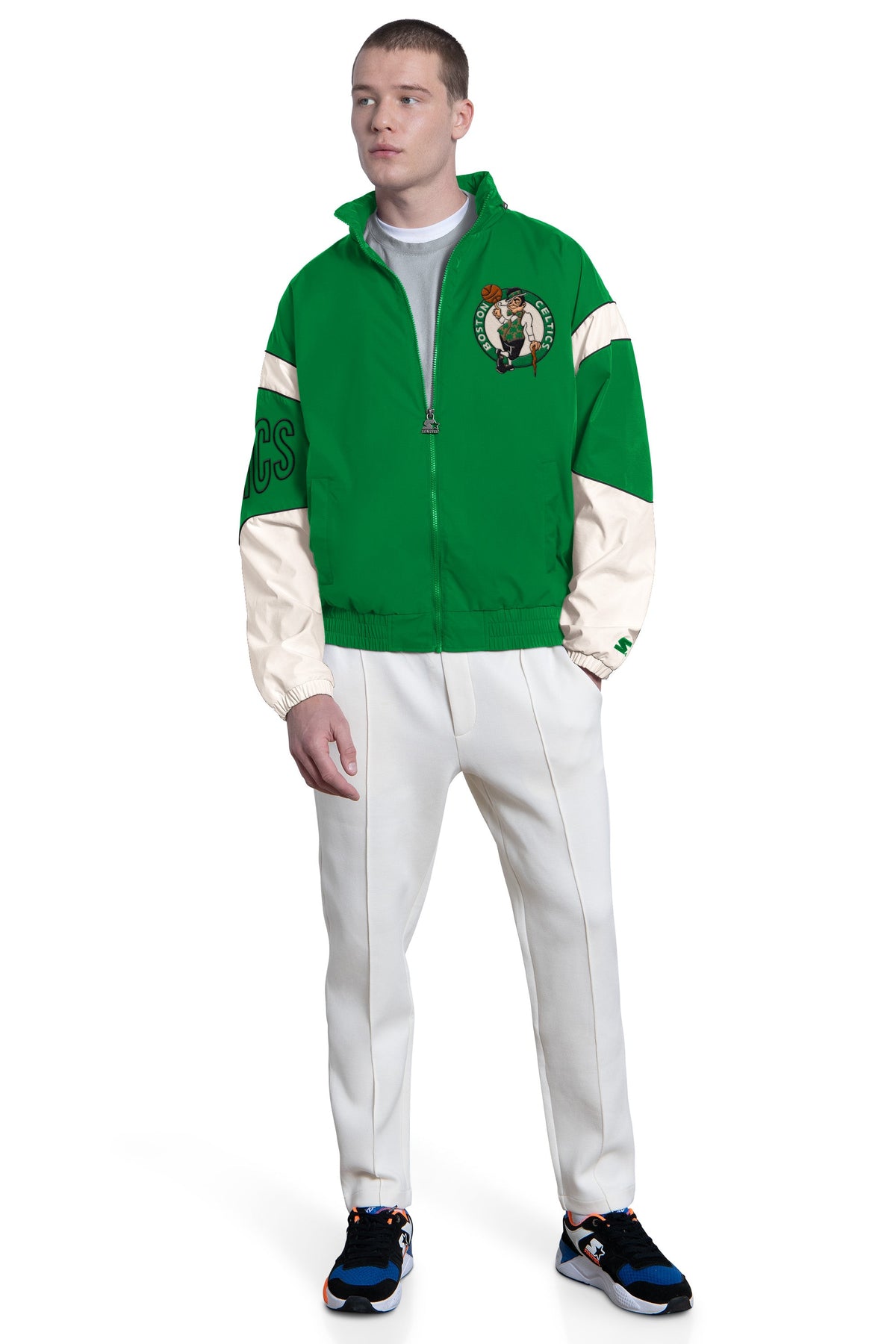 MENS BOSTON CELTICS TRIPLE OPTION SATIN VARSITY JACKET  | Starter