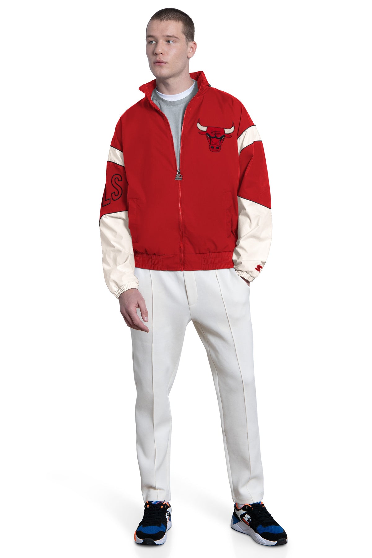MENS CHICAGO BULLS MESH LOOK SATIN VARSITY JACKET Red | Starter