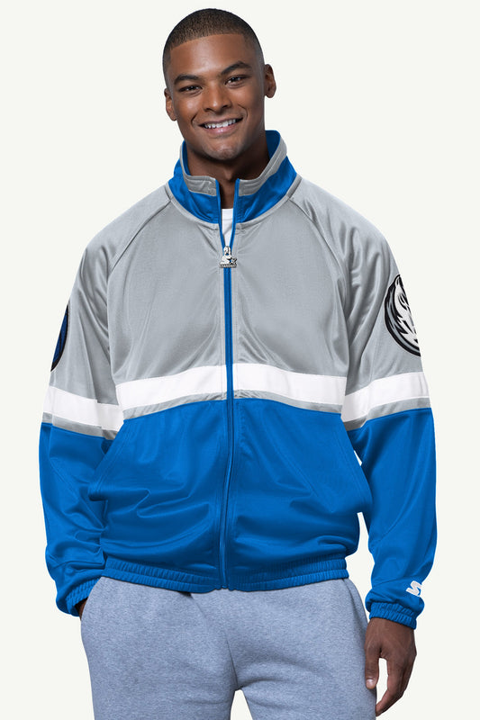 MENS DALLAS MAVERICKS TRIPLE OPTION SATIN VARSITY JACKET  | Starter