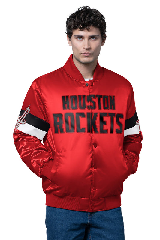 MENS HOUSTON ROCKETS TRIPLE OPTION SATIN VARSITY JACKET  | Starter