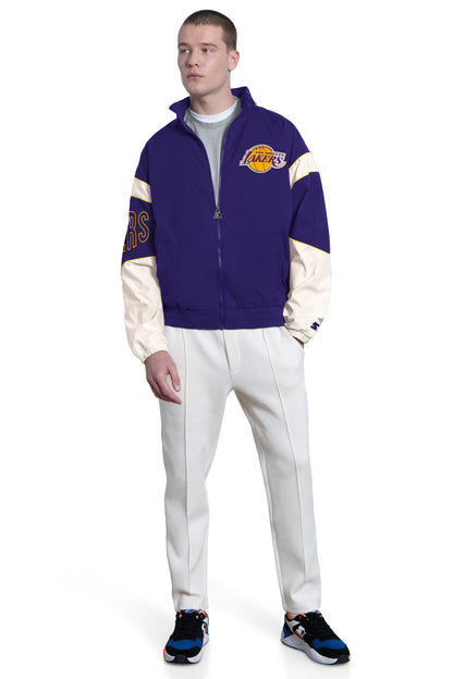 MENS LA LAKERS TRIPLE OPTION SATIN VARSITY JACKET  | Starter