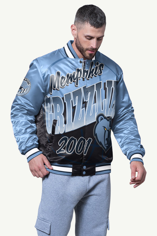 MENS MEMPHIS GRIZZLIES PASS RUSH SATIN VARSITY JACKET  | Starter