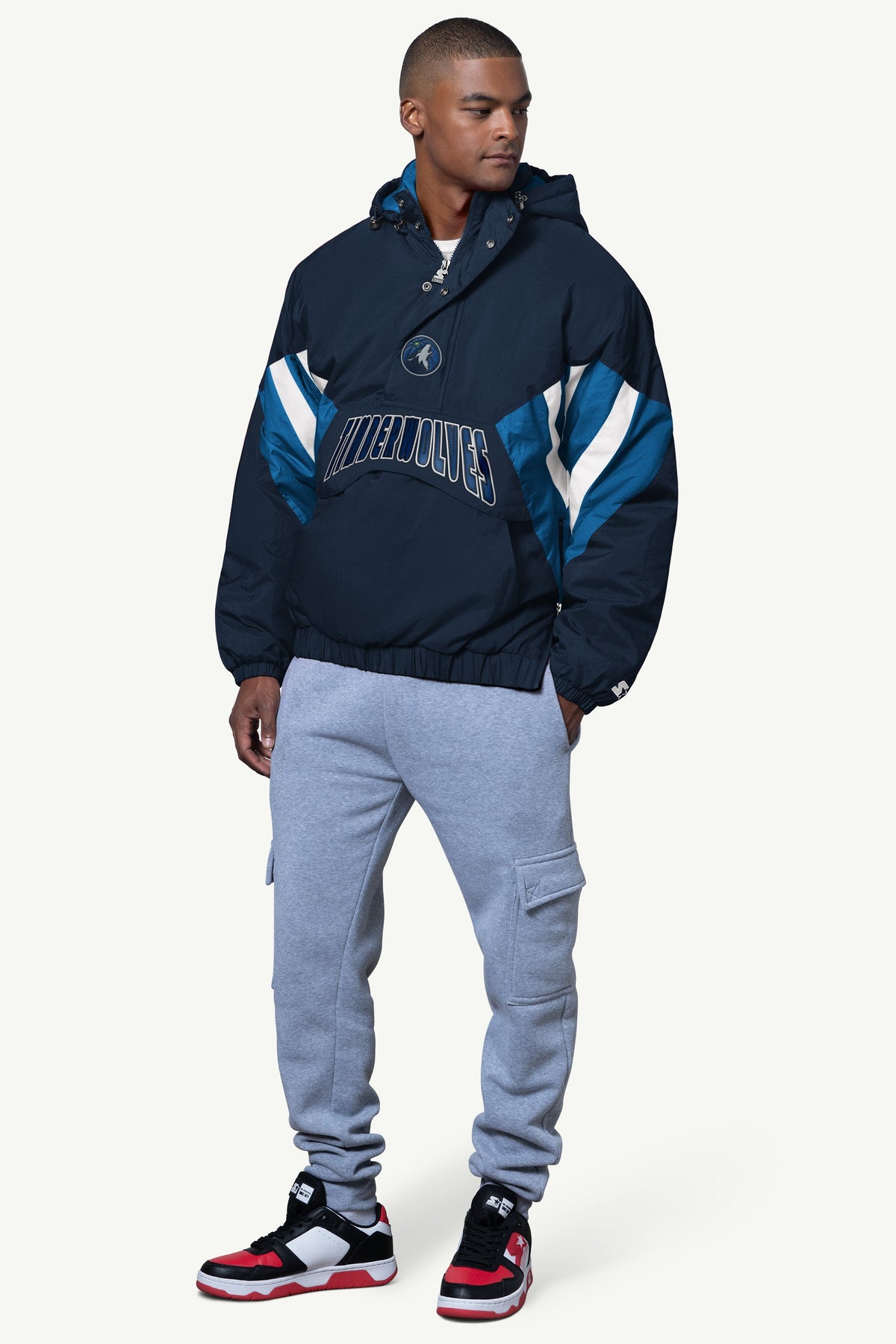 MENS MINNESOTA TIMBERWOLVES TRIPLE OPTION SATIN VARSITY JACKET  | Starter