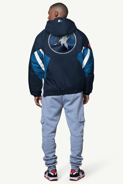 MENS MINNESOTA TIMBERWOLVES TRIPLE OPTION SATIN VARSITY JACKET  | Starter