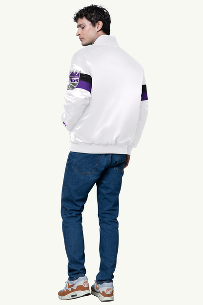 MENS SACRAMENTO KINGS TRIPLE OPTION SATIN VARSITY JACKET  | Starter