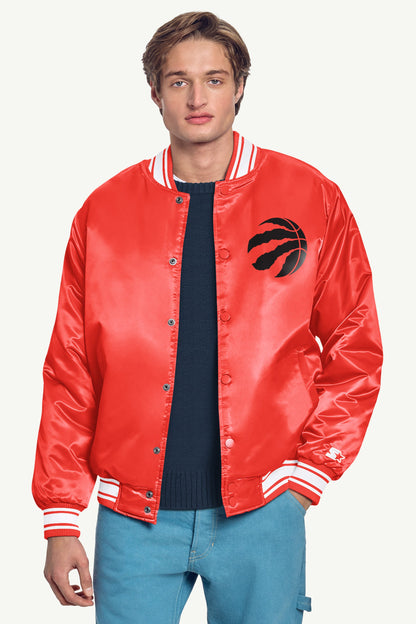 MENS TORONTO RAPTORS PRINTED GRAPHIC SATIN VARSITY JACKET Red | Starter