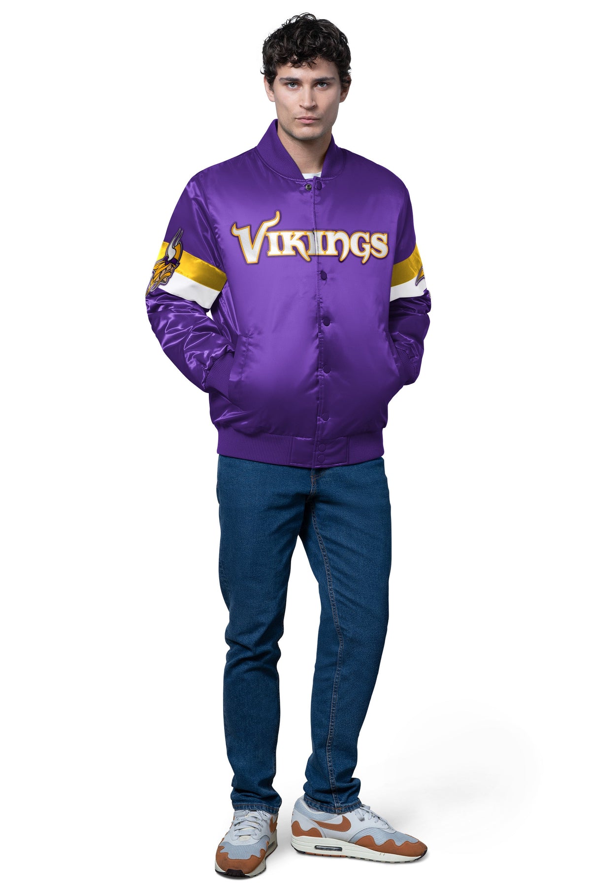 WOMENS MINNESOTA VIKINGS FINAL SCORE SATIN VARSITY JACKET  | Starter
