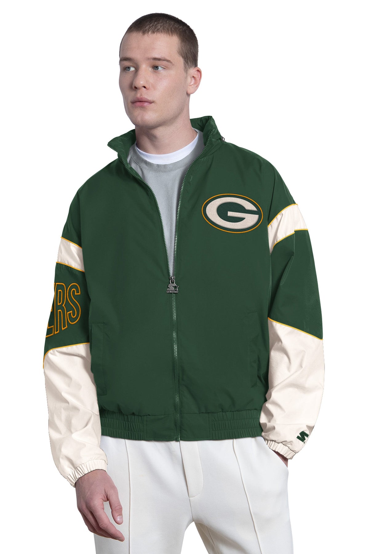 WOMENS GREEN BAY PACKERS FINAL SCORE SATIN VARSITY JACKET  | Starter