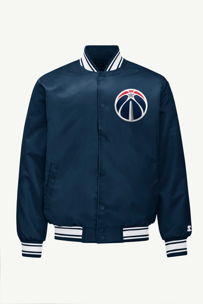 MENS WASHINGTON WIZARDS MESH LOOK SATIN VARSITY JACKET Red | Starter